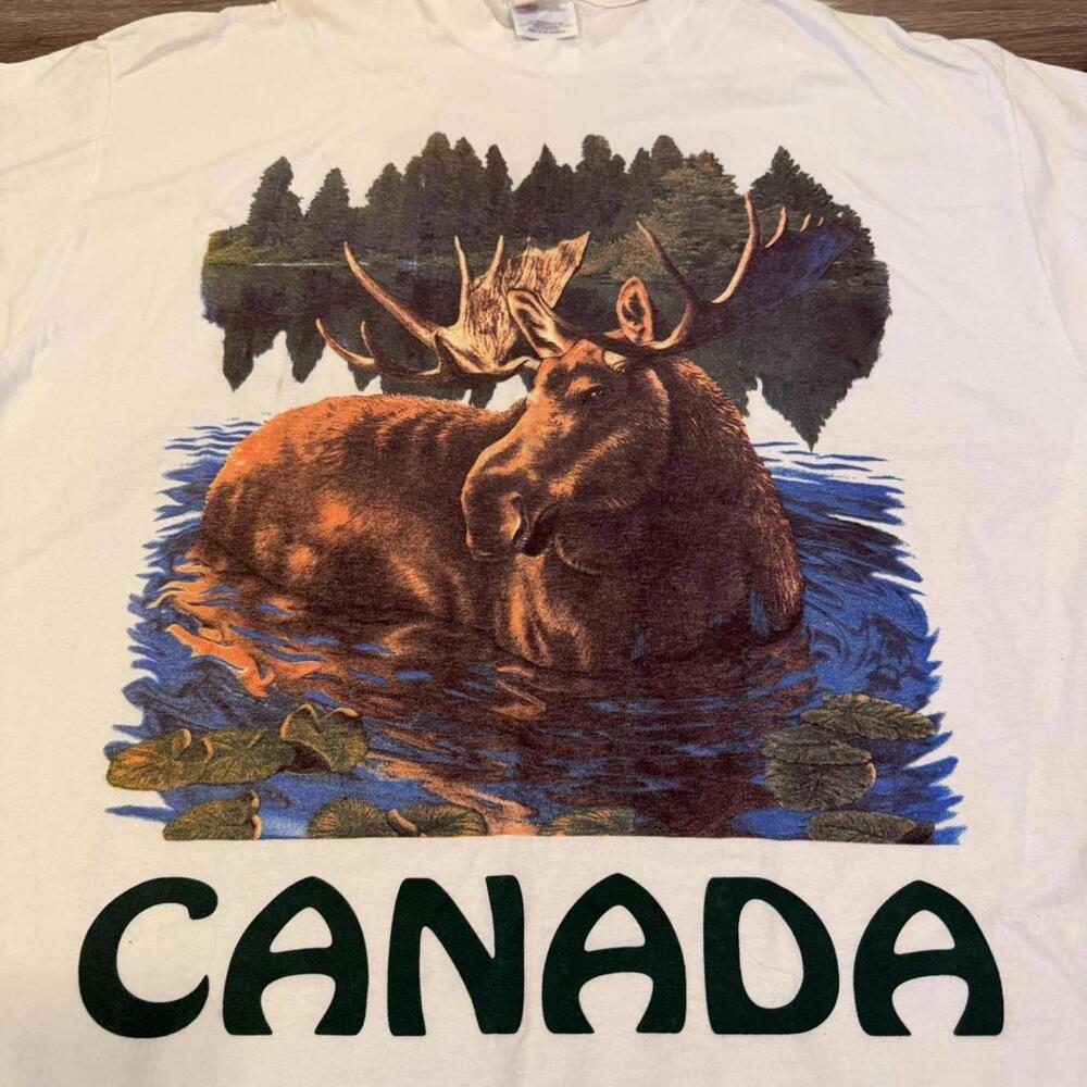 Vintage moose Canada big print t shirt 90s XL - Picture 4 of 7